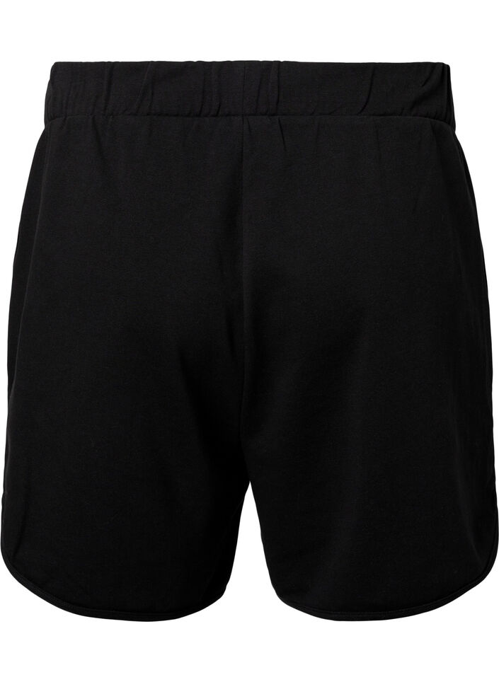 Effen sweatshort met zakken, Black, Packshot image number 1