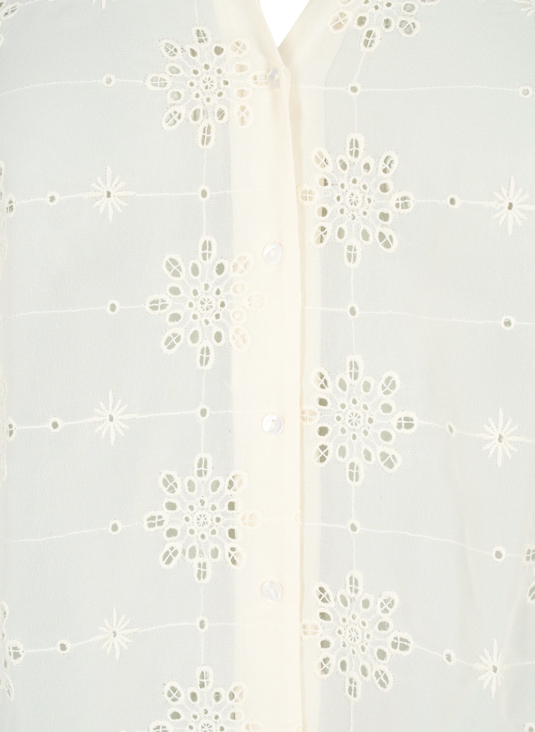 Zizzi Overhemdblouse met korte mouwen en broderie anglaise, Antique White, Packshot image number 2