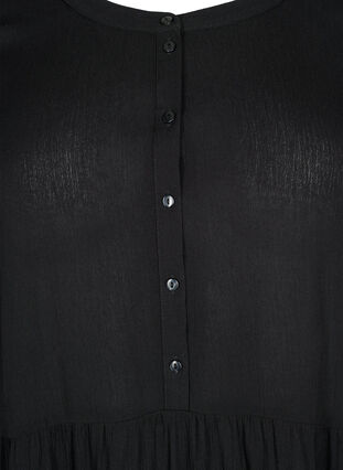 Viscose jurk met korte mouwen en a-lijn, Black, Packshot image number 2