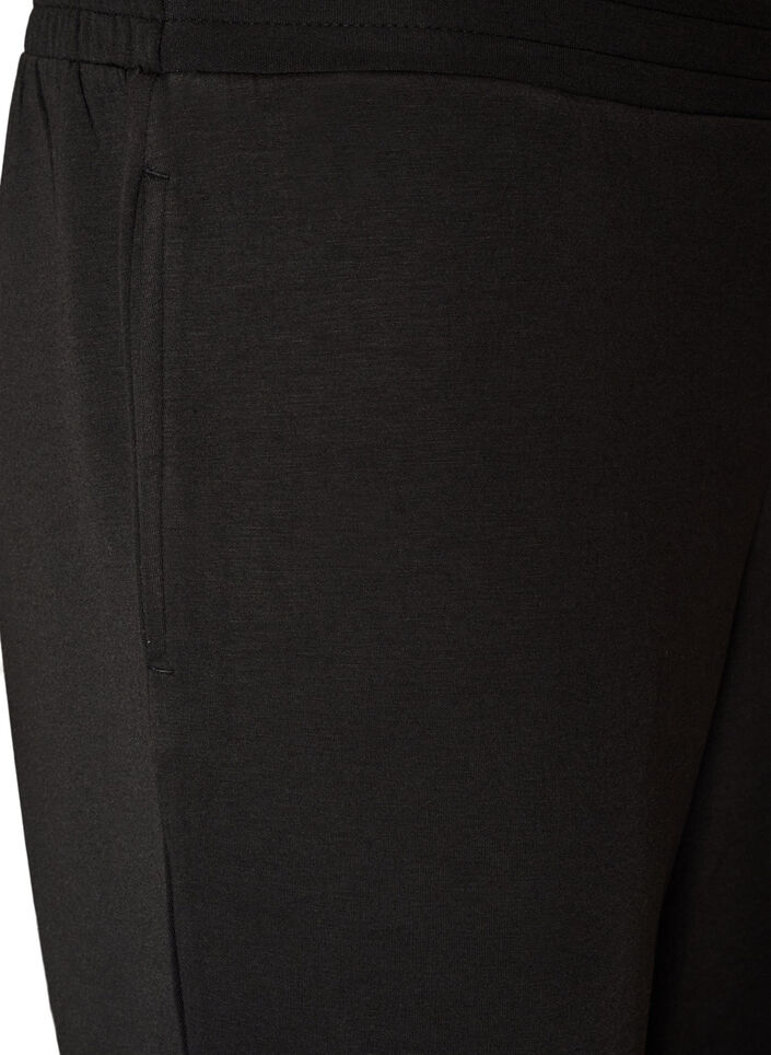 Jerseybroek met hoge taille en zakken, Zwart, Packshot image number 2