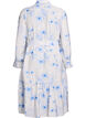 Floral midi-jurk met een riem en lange mouwen, Blauw, Packshot image number 1
