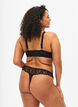 G-string slip met kant en een normale taille, Zwart, Model image number 1
