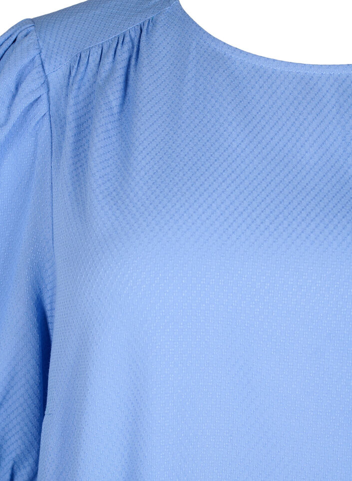 Blouse van viscose met halflange mouwen, Cornflower Blue, Packshot image number 2