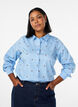 Overhemdbluse met geborduurde kersjes, Blauw, Model image number 0