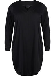 Sweatshirt jurk met v-halslijn, Black