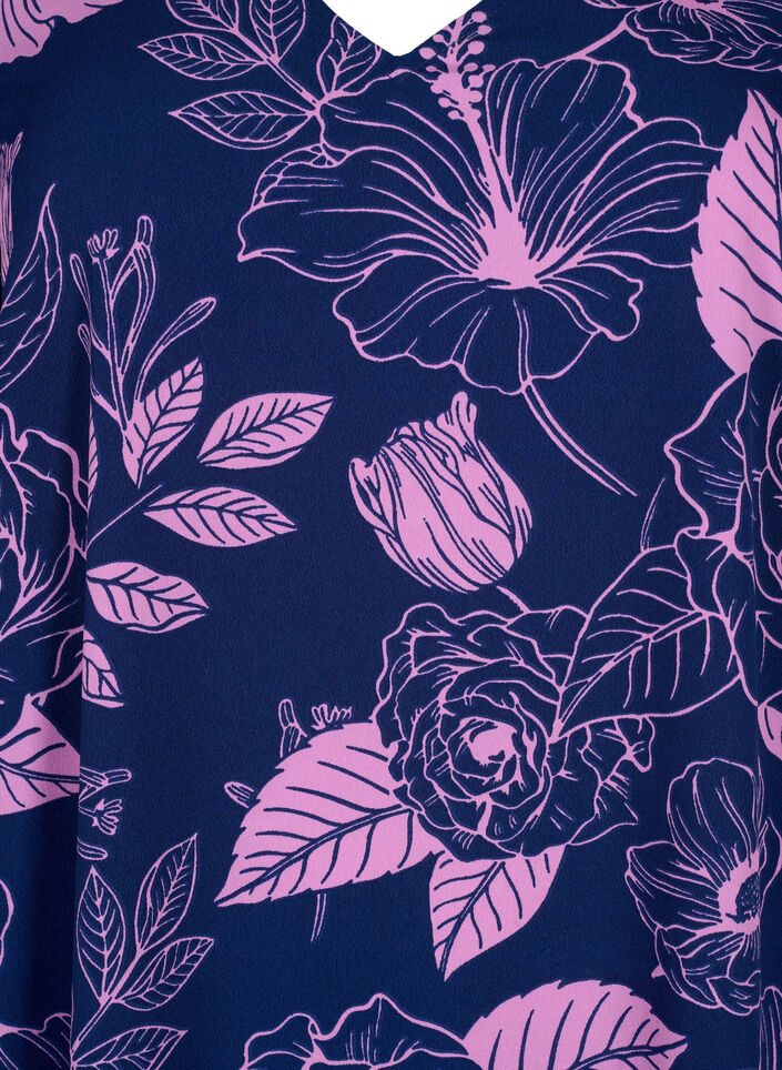 FLASH - V-hals jurk met bloemenprint, Medieval Blue Flower, Packshot image number 2