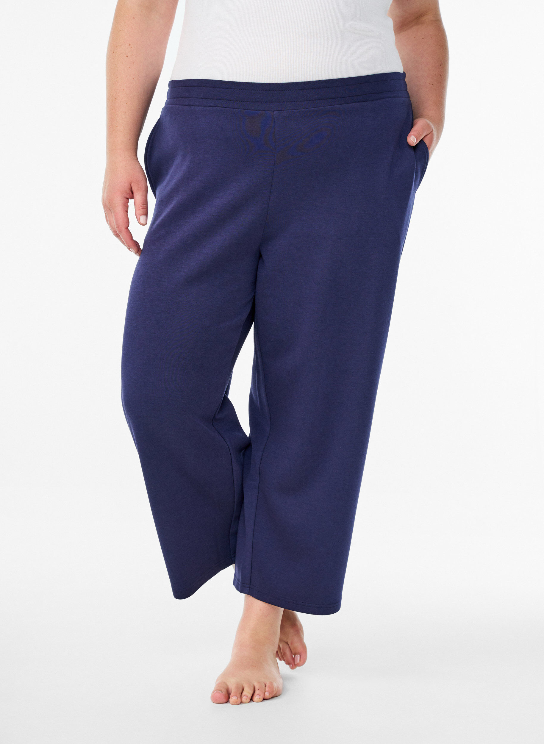 Zizzi 7/8 modal mix broek met zakken, Blauw, Model image number 2
