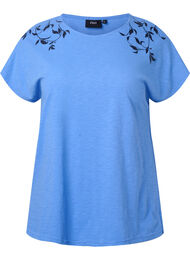 Katoenen t-shirt met bladprint, Ultramarine C Leaf