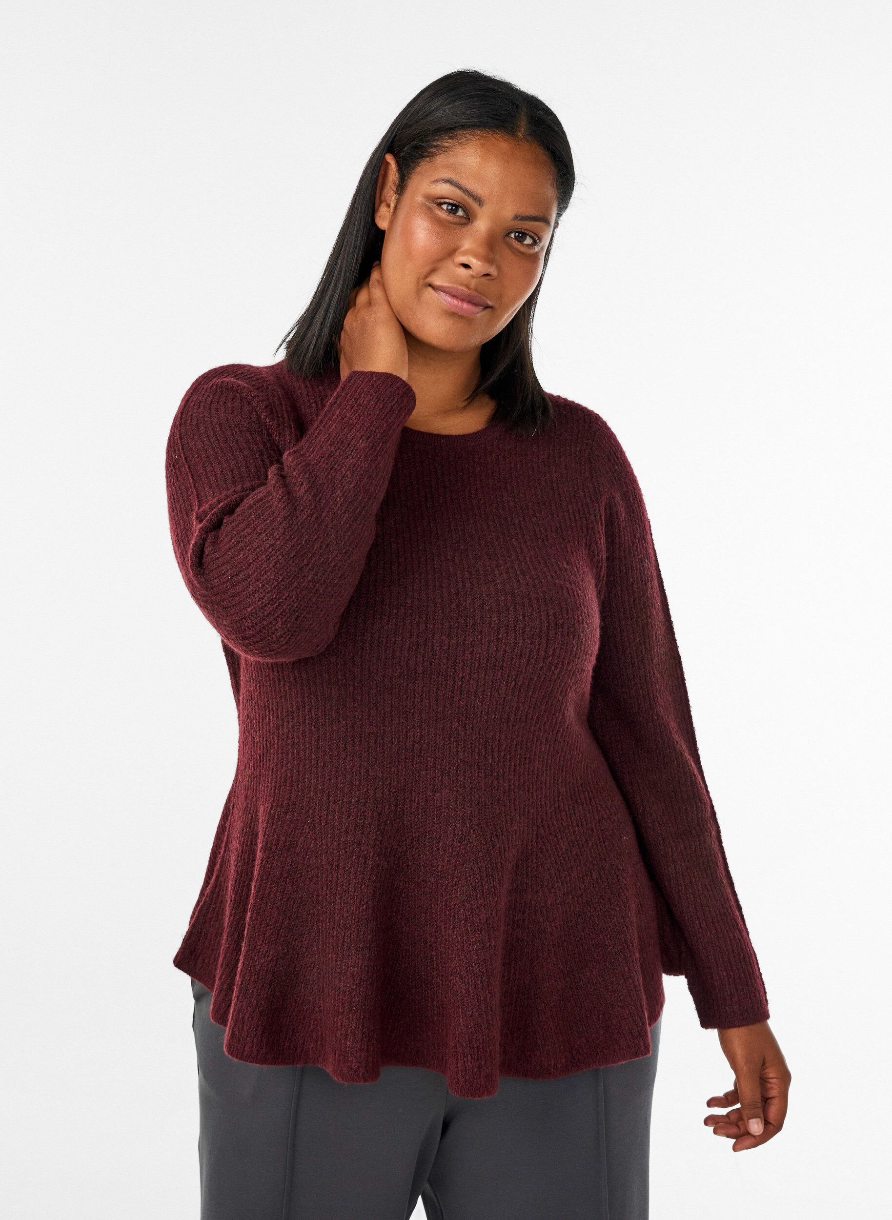 ZizziA-lijn gebreide blouse, Rood, Model image number 0