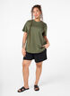 Basic katoenen T-shirt met ronde hals, Groen, Model image number 1