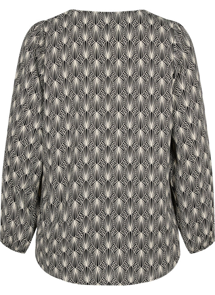 Shirtblouse met V-hals en print, Birch Graphic AOP, Packshot image number 1