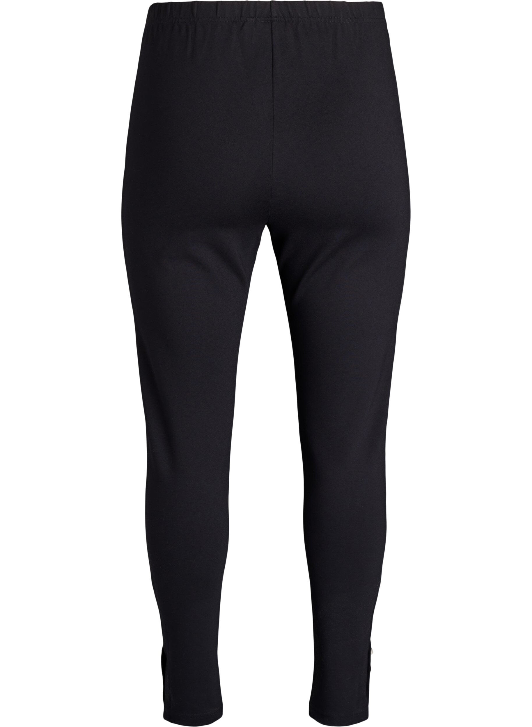 Zizzi Leggings met knopen aan de onderkant, Zwart, Packshot image number 1