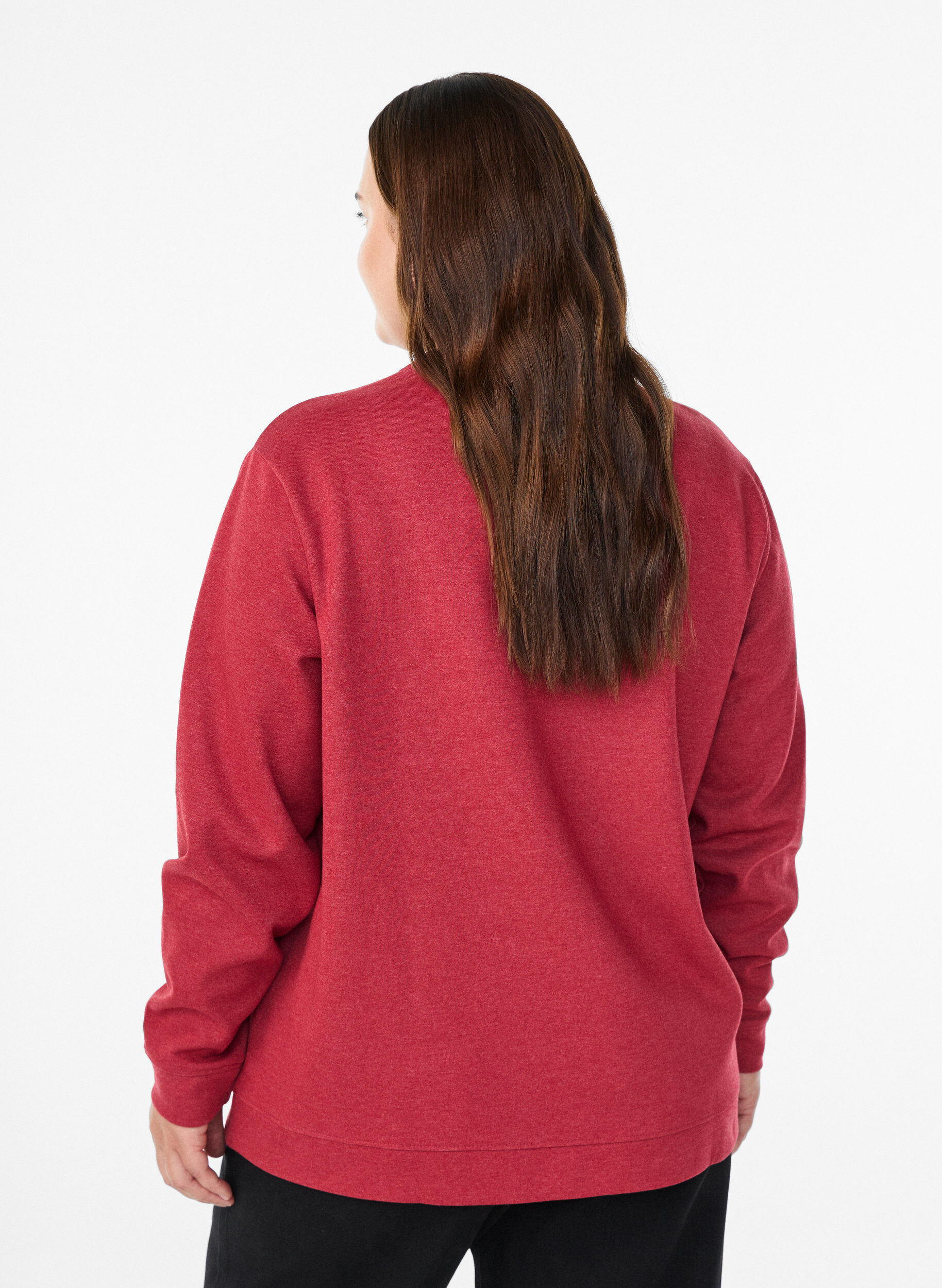 Zizzi FLASH - Sweatshirt met ronde hals, Rood, Model image number 2