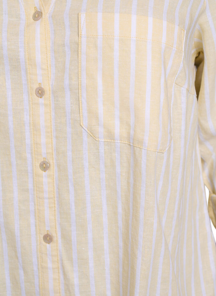 Linnen en viscose shirt met 3/4 mouwen, Beige, Packshot image number 2