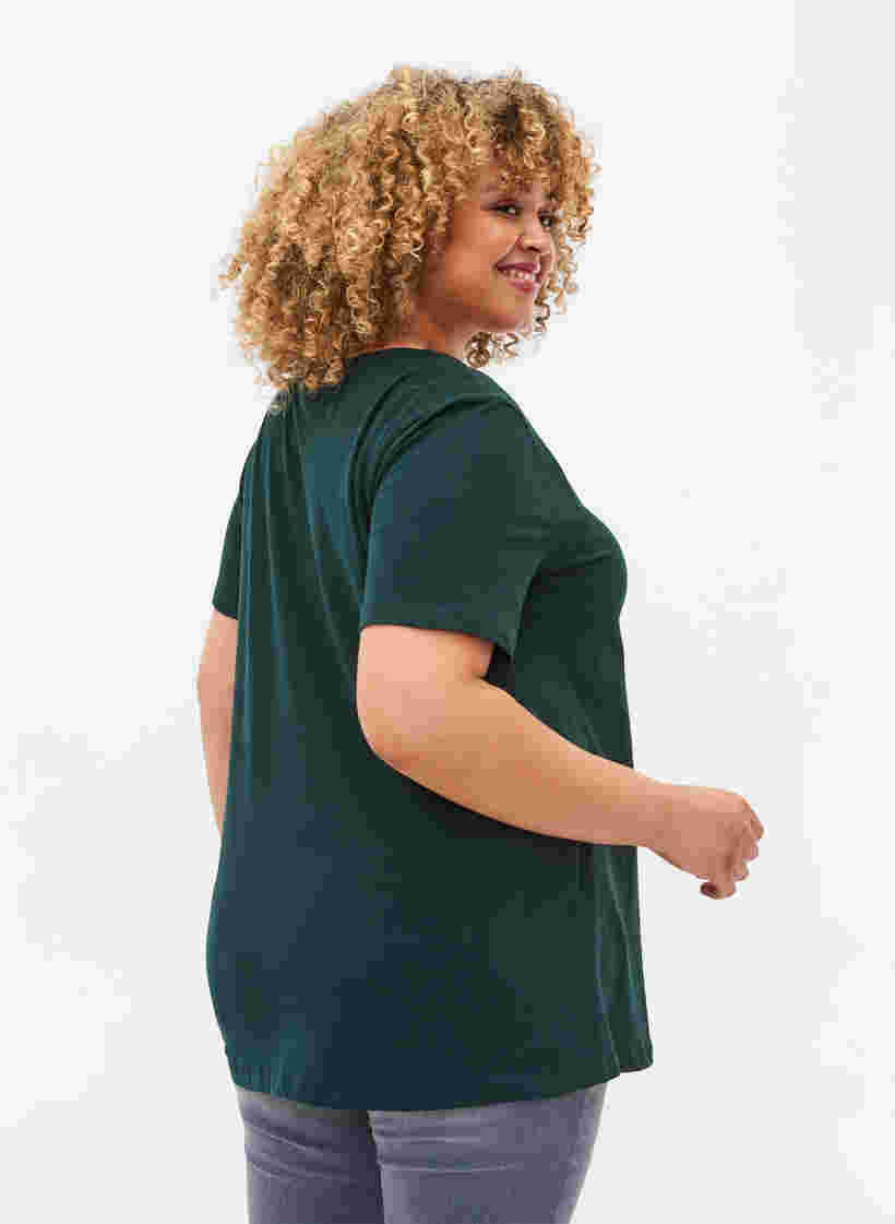 Basic t-shirt in effen kleur met katoen, Scarab, Model image number 1