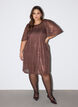 Korte jurk met pailletten en ruitpatroon, Bruin, Model image number 1