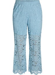 Hoog getailleerde kanten broek met rechte pijpen, Blauw