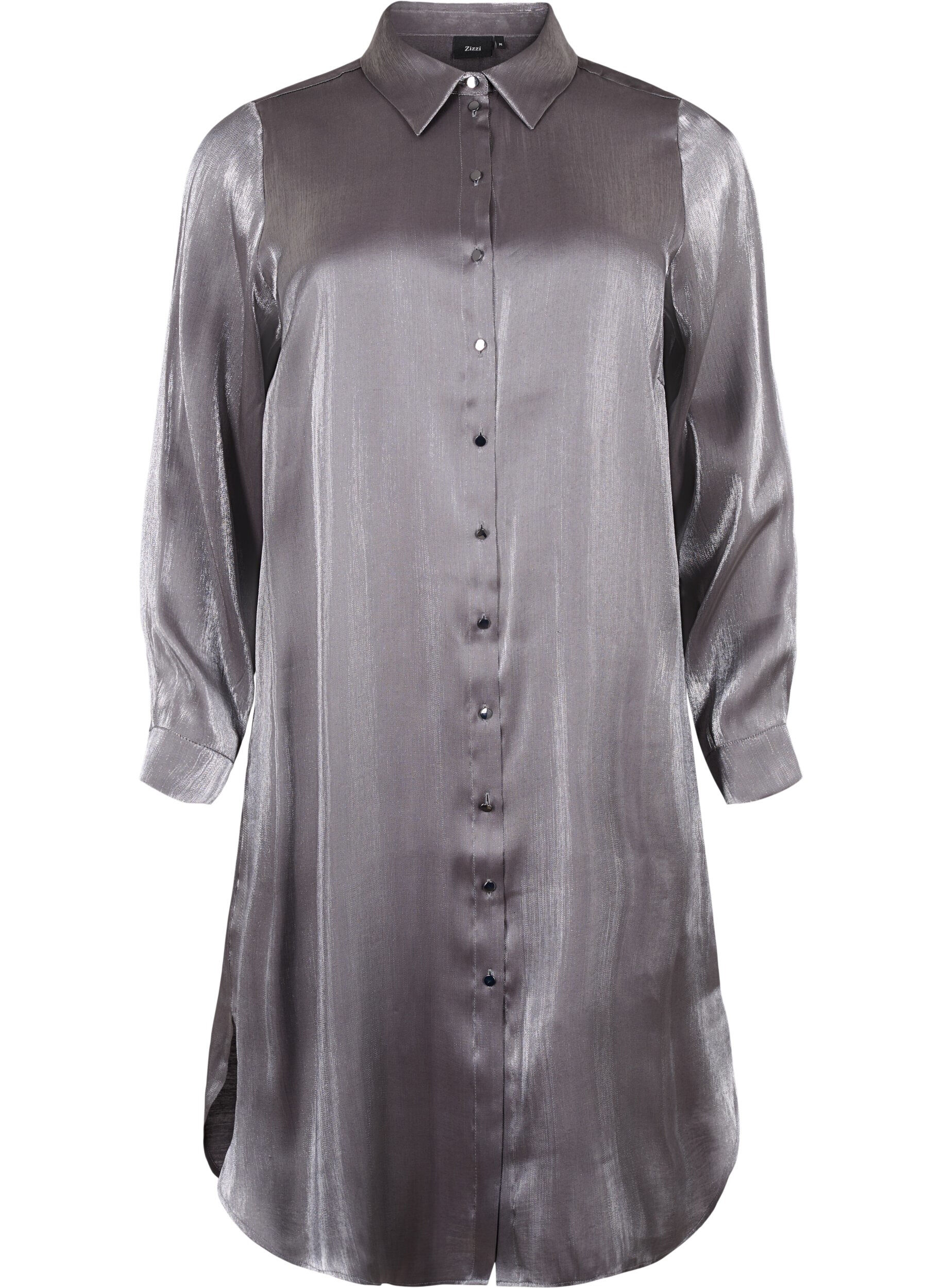 Zizzi Lang zilverkleurig shirt, Dark Silver, Packshot image number 0