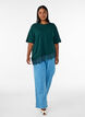 T-shirt met asymmetrische kanten zoom, Groen, Model image number 1