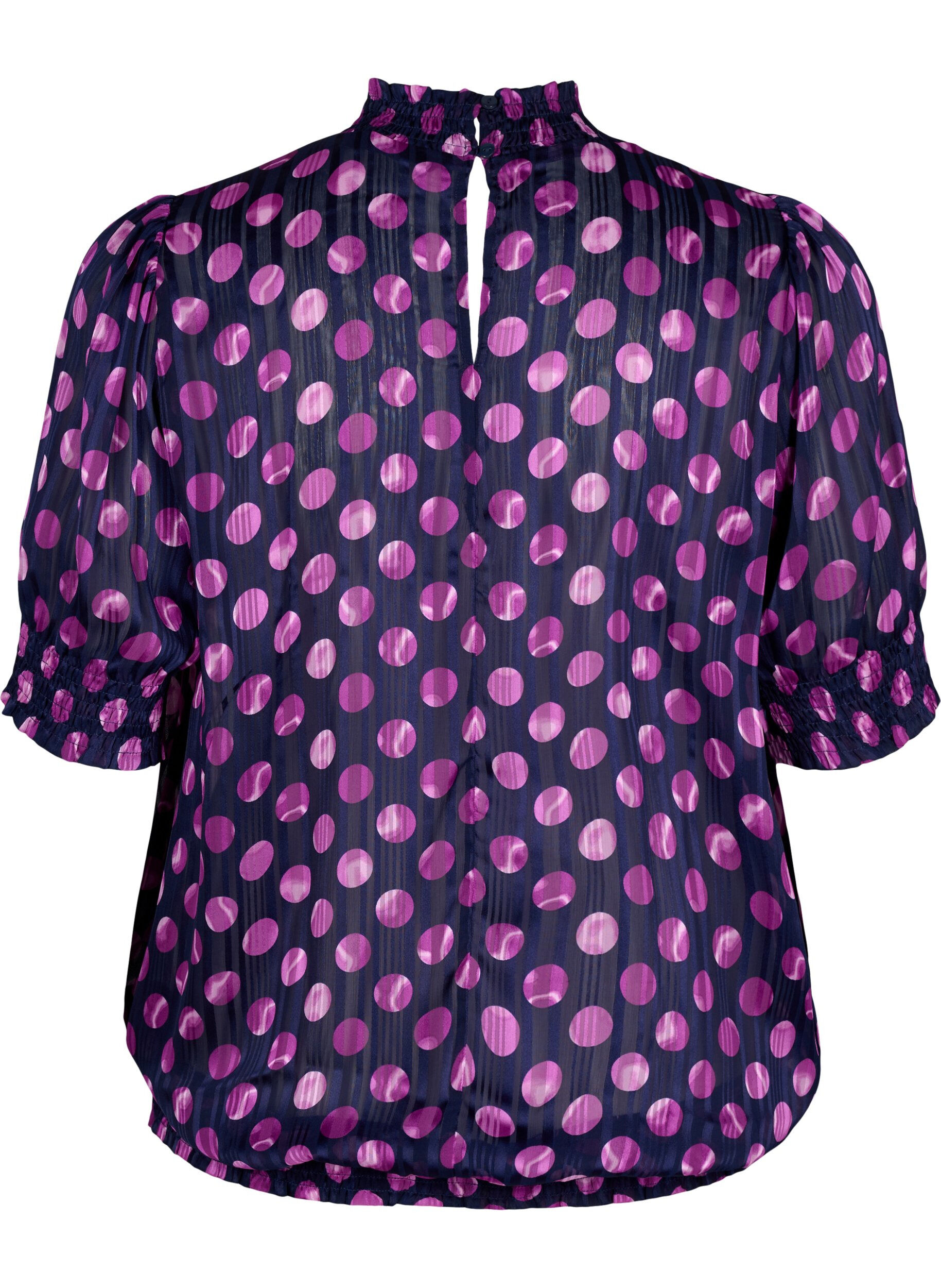 Zizzi  Smock-blouse met korte mouwen en print, Medieval Bl. Dot AOP, Packshot image number 1