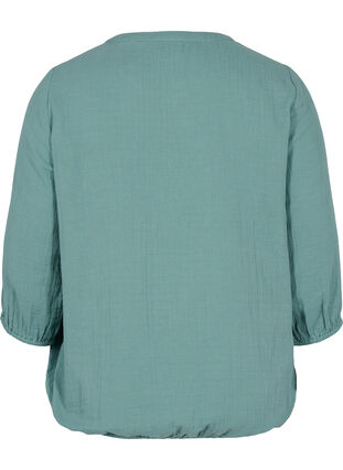 Katoenen blouse met knopen en 3/4-mouwen, Sagebrush Green, Packshot image number 1