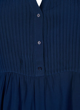 Viscose blouse met korte mouwen en plooien, Navy Blazer, Packshot image number 2