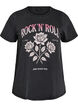 T-shirt van biologisch katoen met rockprint, Zwart, Packshot image number 0