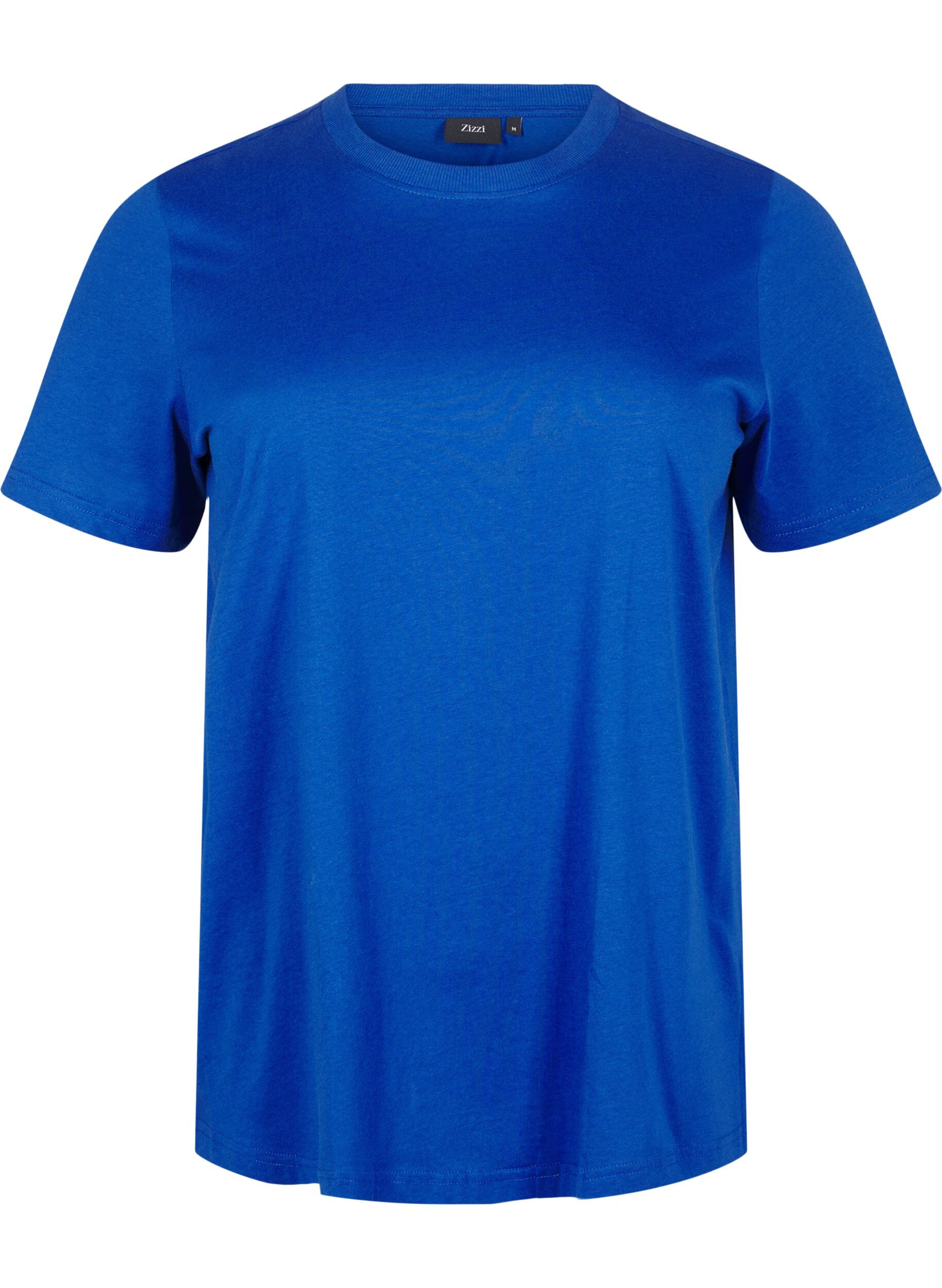 Zizzi Basic katoenen T-shirt met ronde hals, Blauw, Packshot image number 0