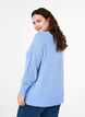 Gebreide blouse met kantpatroon, Cornflower Blue Mel., Model image number 1