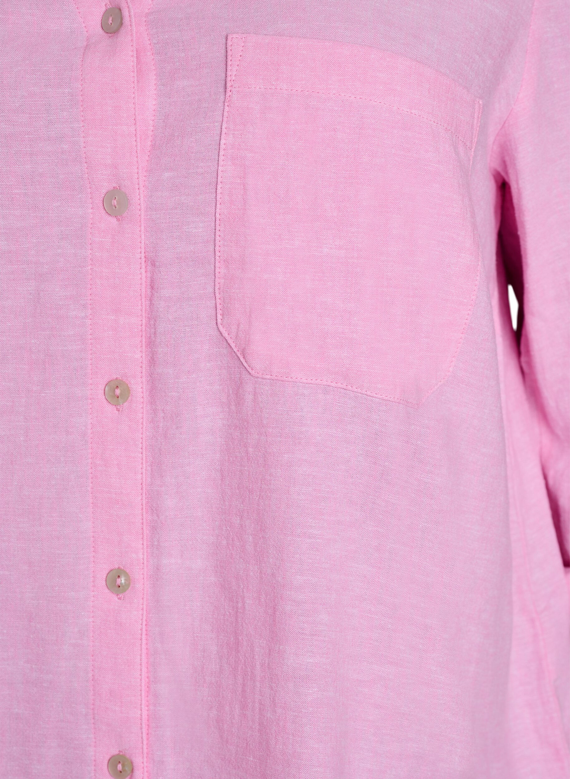 Zizzi Linnen en viscose shirt met 3/4 mouwen, Roze, Packshot image number 2