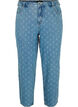 Cropped jeans met print en hoge taille, Blue denim, Packshot image number 0