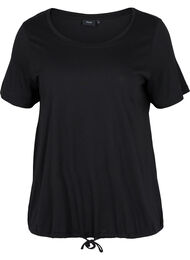 T-shirt met korte mouwen en verstelbare onderkant, Black