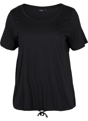 T-shirt met korte mouwen en verstelbare onderkant, Black, Packshot image number 0
