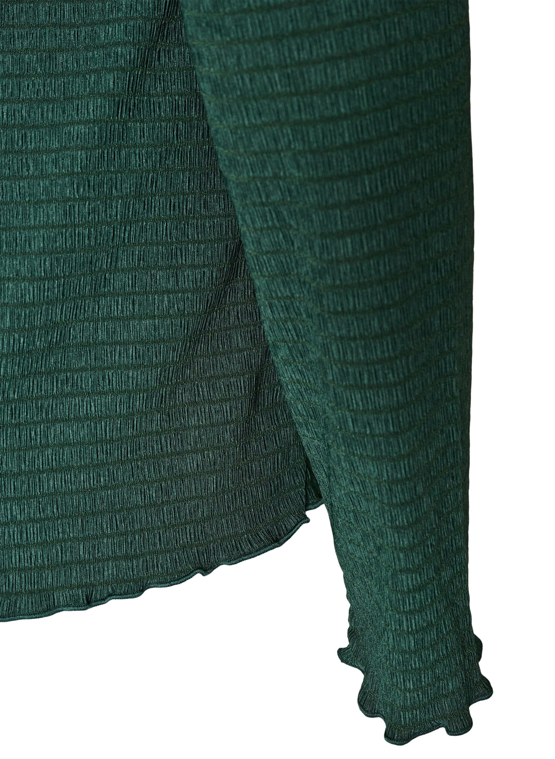 ZizziBlouse met structuur en golvende randen, Groen, Packshot image number 3
