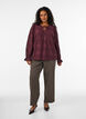 Blouse met lange mouwen met kantpatroon, Donker Bordeaux, Model image number 1