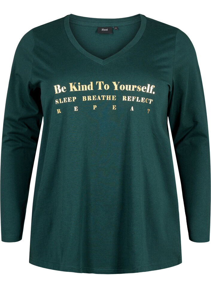 Katoenen nachthemd met tekstopdruk, Scarab, Packshot image number 0