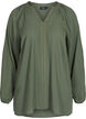 Top met lange mouwen, v-hals en klinknagels, Thyme, Packshot image number 0