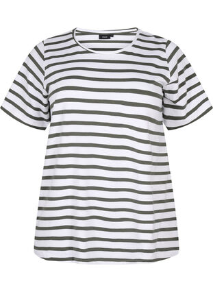 Gestreept T-shirt van biologisch katoen, Thyme Stripe, Packshot image number 0