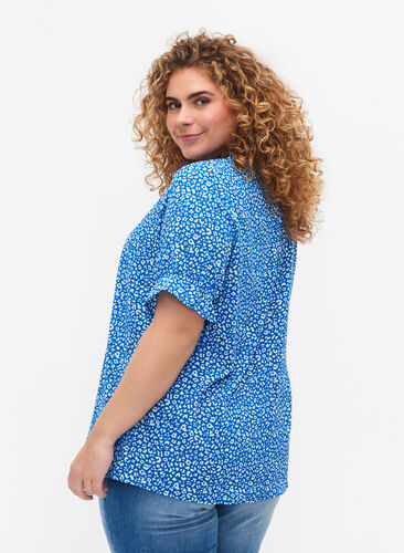 Korte mouw blouse met print , Blue Ditsy, Model image number 1
