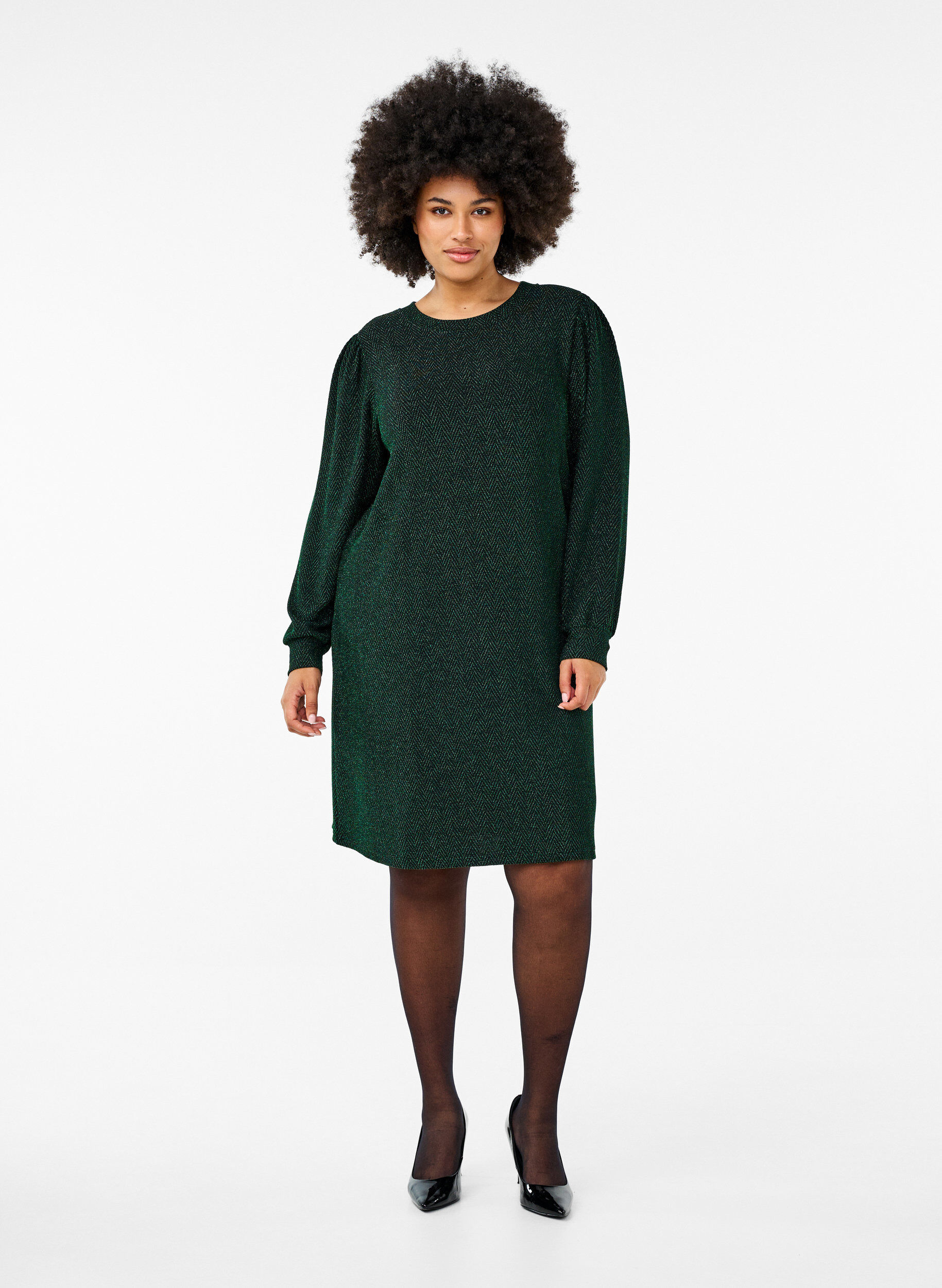 Zizzi Jurk met zigzagpatroon en glitter, Scarab ZigZagShimmer, Model image number 2