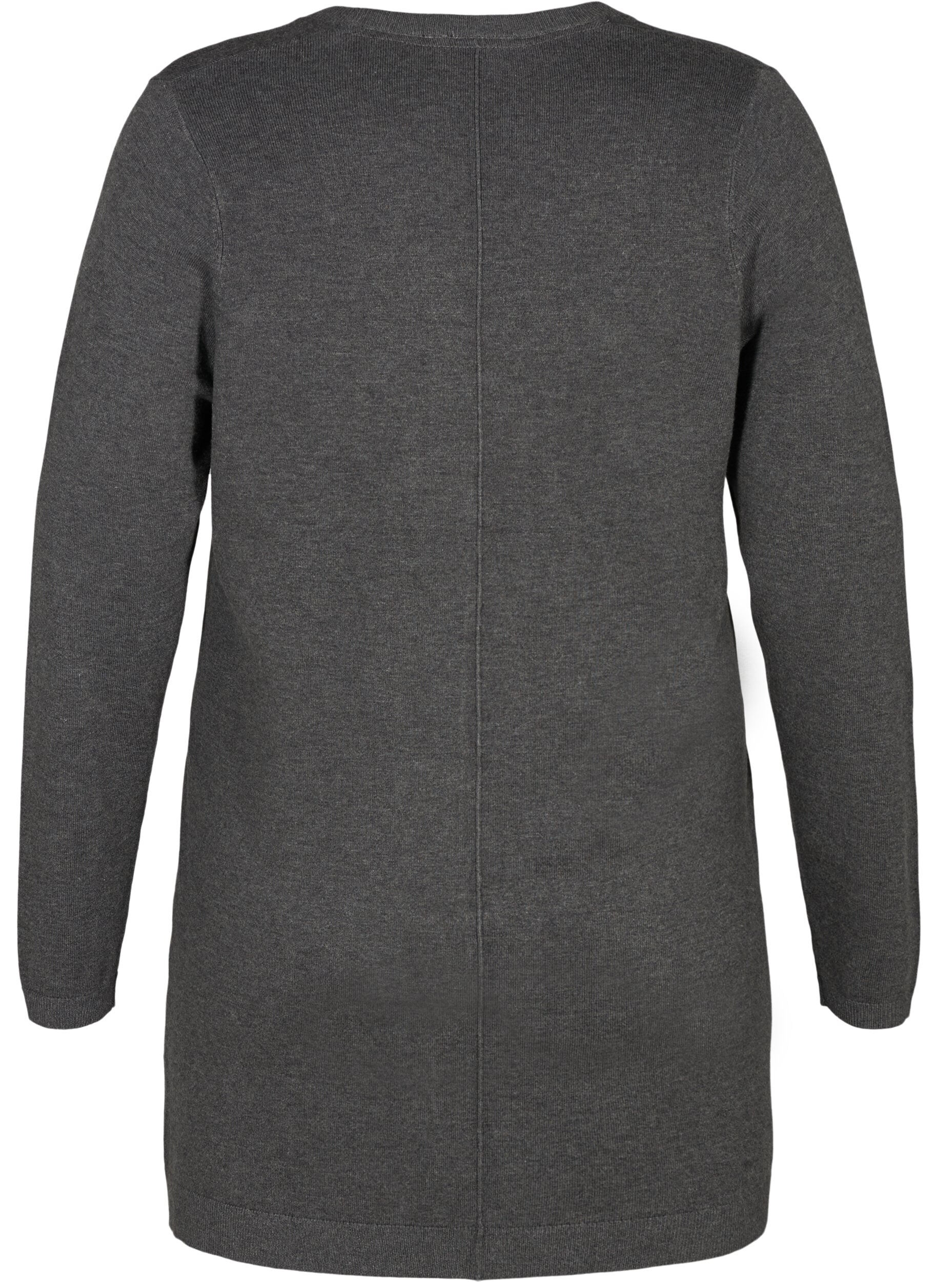 ZizziLang gebreid vest in viscosemix, Grijs, Packshot image number 1