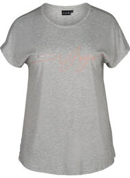 Trainings t-shirt met print op de borst, Light Grey Melange