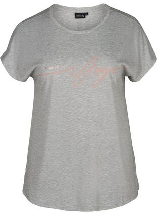 Trainings t-shirt met print op de borst, Light Grey Melange, Packshot image number 0