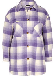 Geruit overhemd jasje met knopen en zakken, Purple Check