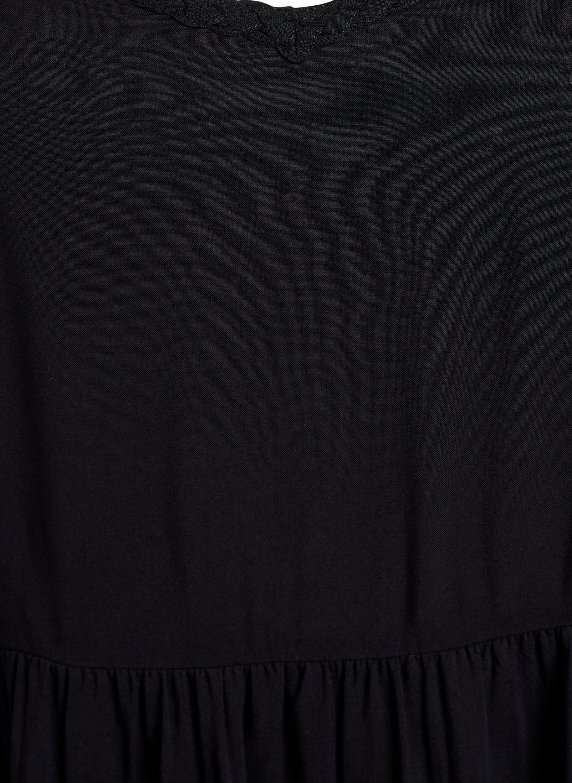 Zizzi Midi-jurk met bandjes en gesmokte rug, Zwart, Packshot image number 2