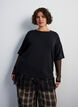 Blouse met mouwen van mesh en kanten bies, Zwart, Model image number 0