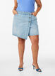Denim skort met overslag en hoge taille, Blauw, Model image number 3