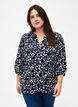 Katoenen blouse met 3/4 mouwen en print, Navy Blazer Leaf, Model image number 0