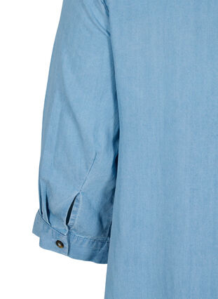 Midi-jurk met knoopjes en 3/4 mouwen, Light blue denim, Packshot image number 3