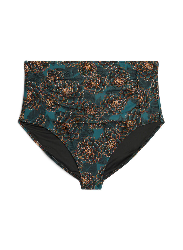 Bikinibroekje met print en hoge taille, Blauw, Packshot image number 0